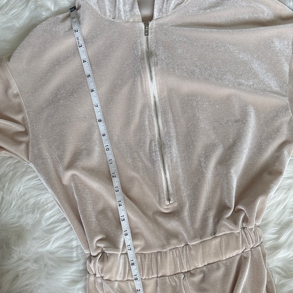 PrettyLittleThing Velour Hooded Romper – Beige Lounge Playsuit - Picture 6 of 8